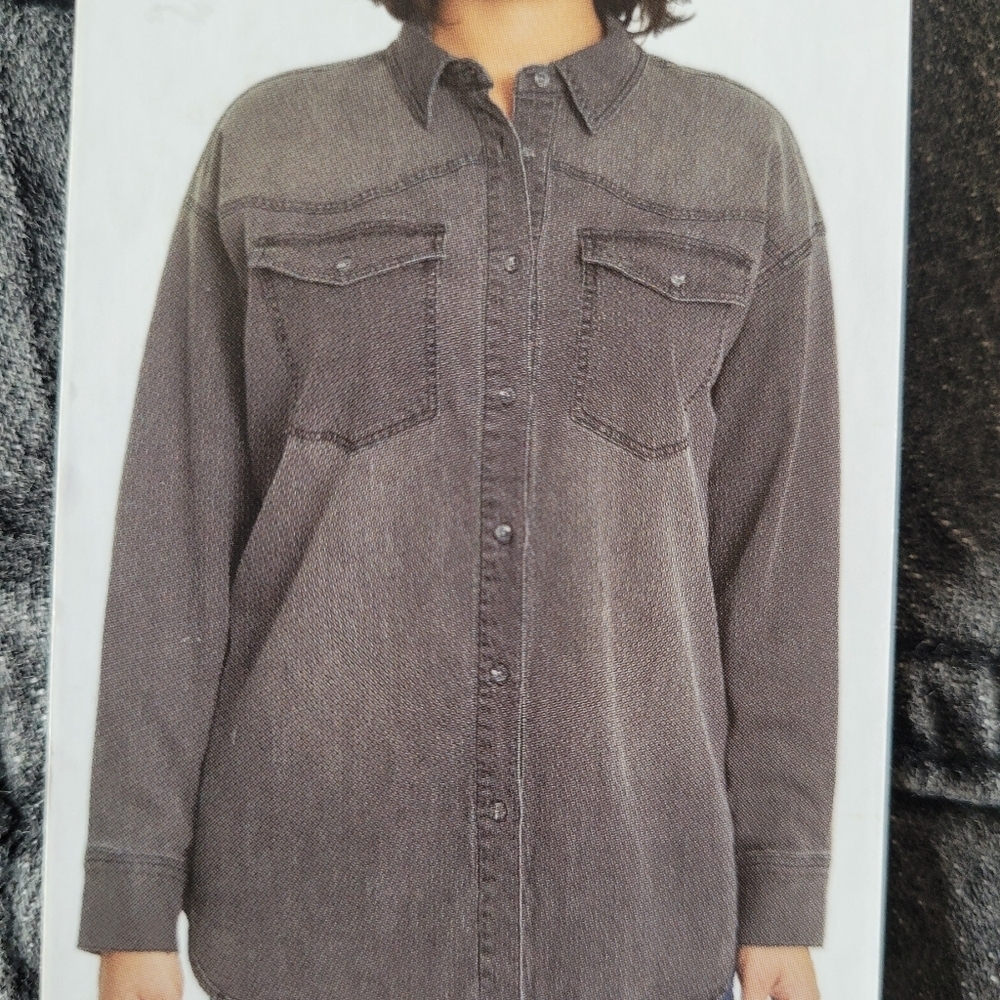 Gloria Vandervil Women's Gray Denim Shirt Size XXL - Picture 2 of 11
